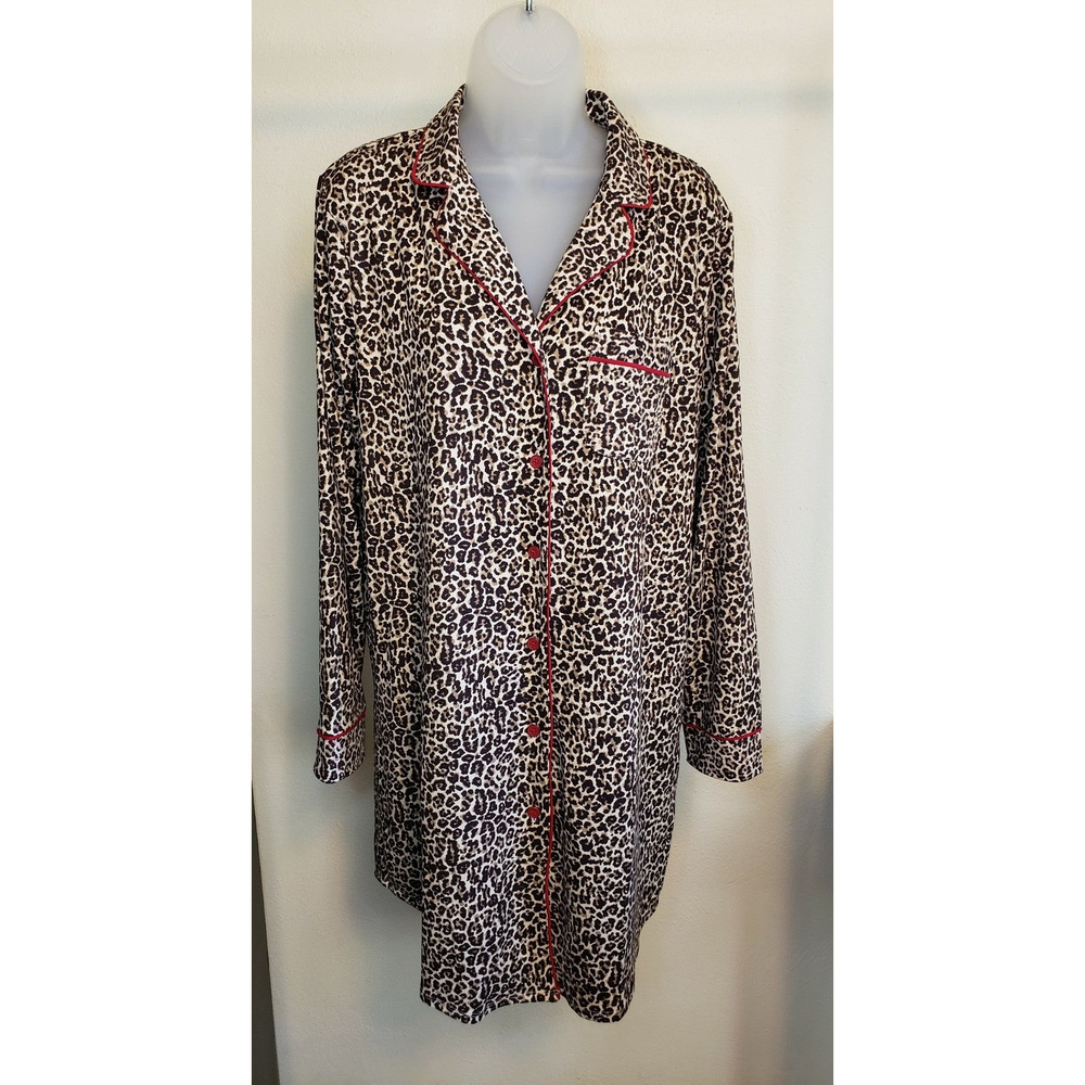 Charter Club Intimates Leopard Print Button Down Robe M
